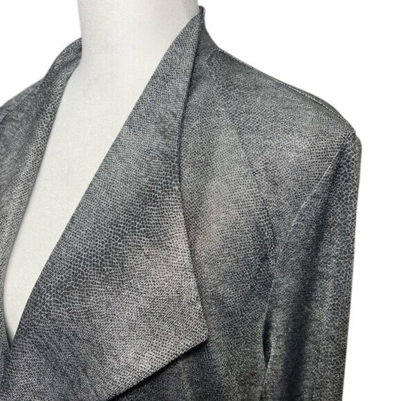 Kasper Gray Open Front Waterfall Cardigan Jacket With Zipper Pockets Large - Picture 5 of 13